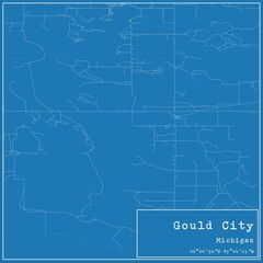 Blueprint US city map of Gould City, Michigan.
