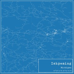 Blueprint US city map of Ishpeming, Michigan.