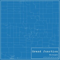 Blueprint US city map of Grand Junction, Michigan.