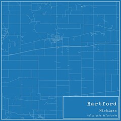 Blueprint US city map of Hartford, Michigan.