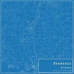 Blueprint US city map of Frederic, Michigan.