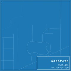 Blueprint US city map of Nazareth, Michigan.