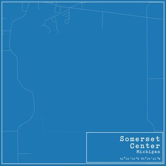 Blueprint US city map of Somerset Center, Michigan.