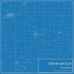 Blueprint US city map of Cassopolis, Michigan.