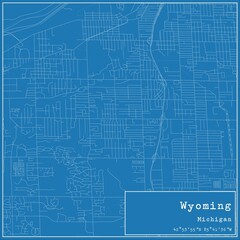 Blueprint US city map of Wyoming, Michigan.