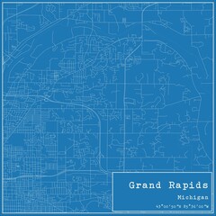 Blueprint US city map of Grand Rapids, Michigan.