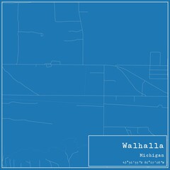 Blueprint US city map of Walhalla, Michigan.