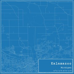 Blueprint US city map of Kalamazoo, Michigan.