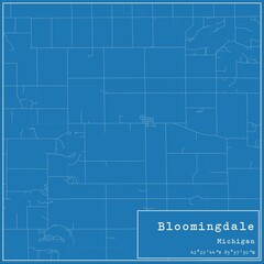 Blueprint US city map of Bloomingdale, Michigan.