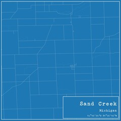 Blueprint US city map of Sand Creek, Michigan.