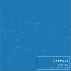 Blueprint US city map of Norvell, Michigan.
