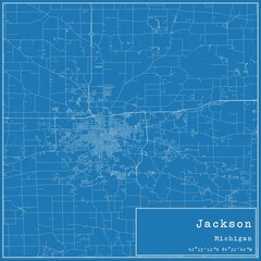 Blueprint US city map of Jackson, Michigan. - obrazy, fototapety, plakaty