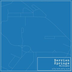 Blueprint US city map of Berrien Springs, Michigan.