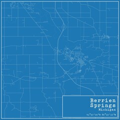 Blueprint US city map of Berrien Springs, Michigan.