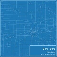 Blueprint US city map of Paw Paw, Michigan.
