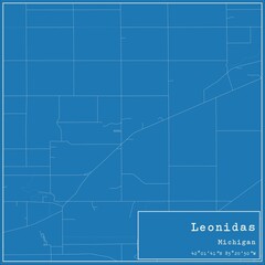 Blueprint US city map of Leonidas, Michigan.