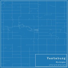 Fototapeta premium Blueprint US city map of Vestaburg, Michigan.