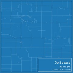 Fototapeta premium Blueprint US city map of Orleans, Michigan.