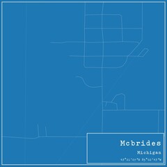 Blueprint US city map of Mcbrides, Michigan.