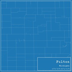 Blueprint US city map of Fulton, Michigan.