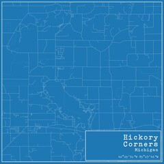 Blueprint US city map of Hickory Corners, Michigan.