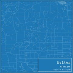 Blueprint US city map of Delton, Michigan.