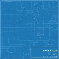 Blueprint US city map of Fountain, Michigan.