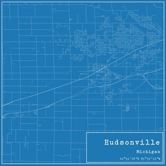Blueprint US city map of Hudsonville, Michigan.