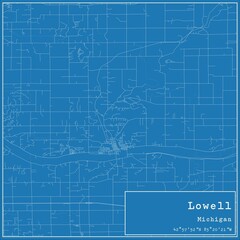 Blueprint US city map of Lowell, Michigan.