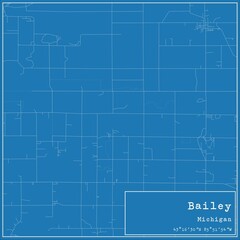 Blueprint US city map of Bailey, Michigan.