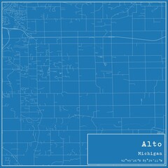 Blueprint US city map of Alto, Michigan.