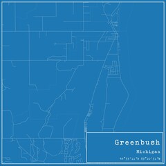 Fototapeta premium Blueprint US city map of Greenbush, Michigan.