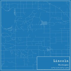 Blueprint US city map of Lincoln, Michigan.