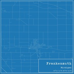 Blueprint US city map of Frankenmuth, Michigan.