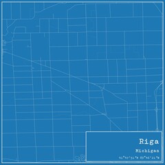 Blueprint US city map of Riga, Michigan.