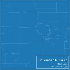 Blueprint US city map of Pleasant Lake, Michigan.