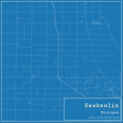 Blueprint US city map of Kawkawlin, Michigan.
