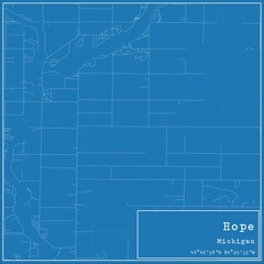 Blueprint US city map of Hope, Michigan.