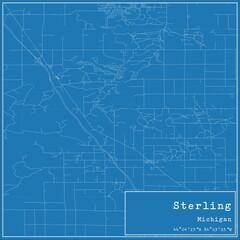 Fototapeta premium Blueprint US city map of Sterling, Michigan.