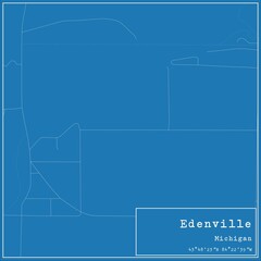 Blueprint US city map of Edenville, Michigan.