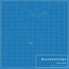 Blueprint US city map of Breckenridge, Michigan.
