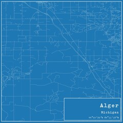 Blueprint US city map of Alger, Michigan.