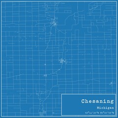 Blueprint US city map of Chesaning, Michigan.