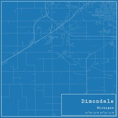 Blueprint US city map of Dimondale, Michigan.