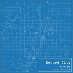 Blueprint US city map of Howard City, Michigan.