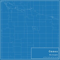 Blueprint US city map of Osseo, Michigan.