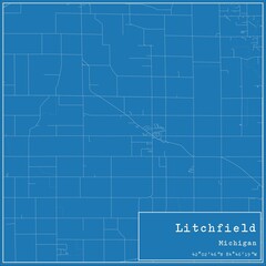 Fototapeta premium Blueprint US city map of Litchfield, Michigan.