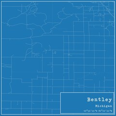 Obraz premium Blueprint US city map of Bentley, Michigan.