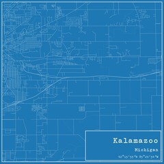Blueprint US city map of Kalamazoo, Michigan.