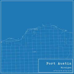 Blueprint US city map of Port Austin, Michigan.